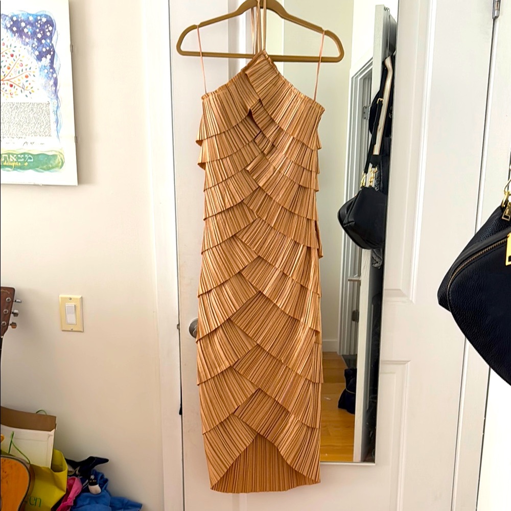 Cult Gaia Patrizia Tan/Gold Dress
